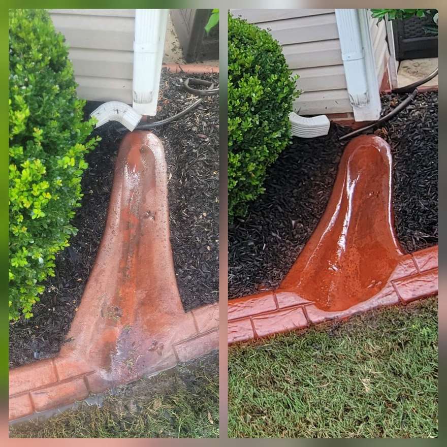 Side-by-side comparison of a faded concrete landscape curb and the same curb after a Killer Curbz reseal, showing restored color and gloss